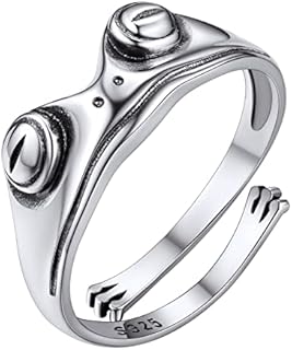 Women Stacking Rings Plain Silver Frog Open Rings for Girlfriend Birthday Party Gift