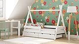 Générique Cama TIPI de madera de pino 160 x 80 cm, con 2 cajones, color blanco