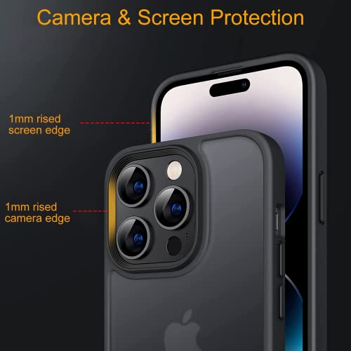 Ansheyun For Iphone 14 Pro Case, Slim Translucent Matte Phone Case Support Wireless Charging, Anti Slip, Anti Fingerprint, Shockproof Phone Case For Iphone 14 Pro, 6.1 Inch, Black #TOP2