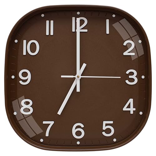 Image of TEKCOOL Plastic Analogue Wall Clock 12 inch Silent Quartz Decorative Wall Clock Non-Ticking Classic Clock Battery Operated Round Easy to Read for Room /Home /Kitchen /Bedroom /Office /School.Gold Brown'