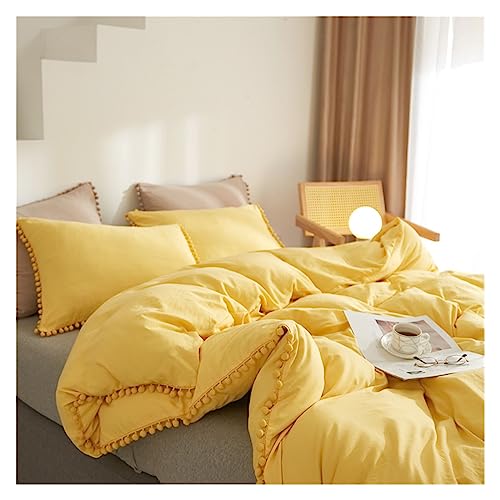 Literie Boho Pom en microfibre lavée légère de qualité supérieure avec franges - 3