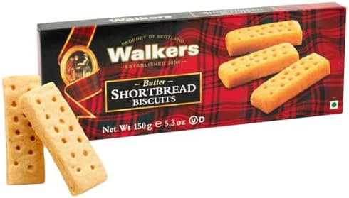 WALKERS Pure Butter Short Bread Biscuits, Scottish Butter Cookies, No added Preservatives, No Artificial Colours, Butterly Delicious Snacks (Pack of 150 gm)