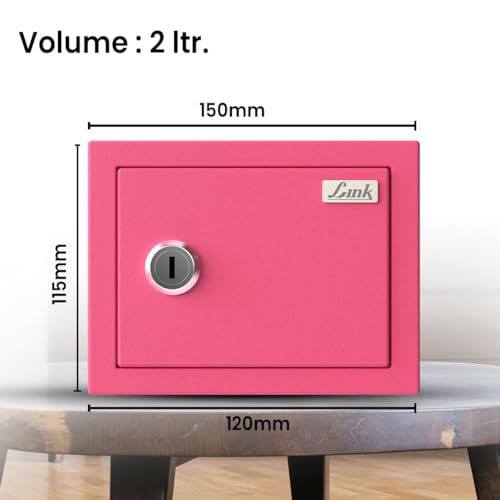 Image of Link Smart 2 Litres Gullak Safe Locker for Home & Office| 3-Year Warranty| Mechanical Key, CRCA Material, Laser Cut Design| Vibrant Saaving Bank| Weight : 0.9 Kg| Pretty Pink