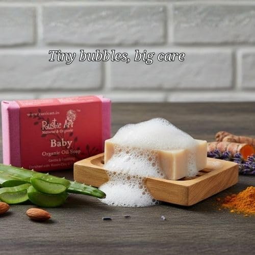 Image of Rustic Art Baby Organic Soap | Cold-Processed Handmade | Coconut Nectar, Aloe & Coconut Milk for Delicate Skin | Vegan, Natural |