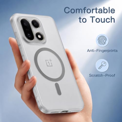 Image of DIZORO Matte Case for Oneplus 15 Compatible with MagSafe, Camera Lens Full Protection, Shockproof Translucent Frosted TPU Soft Phone Cover, Anti-Fingerprint (Grey)