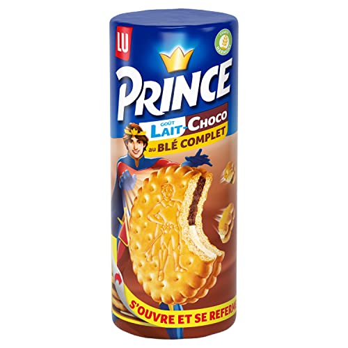 Prince de LU Chocolat - Biscuit Fourré Double Goût Lait Choco - Au Blé Complet - Idéal pour le Goûter - 300 g