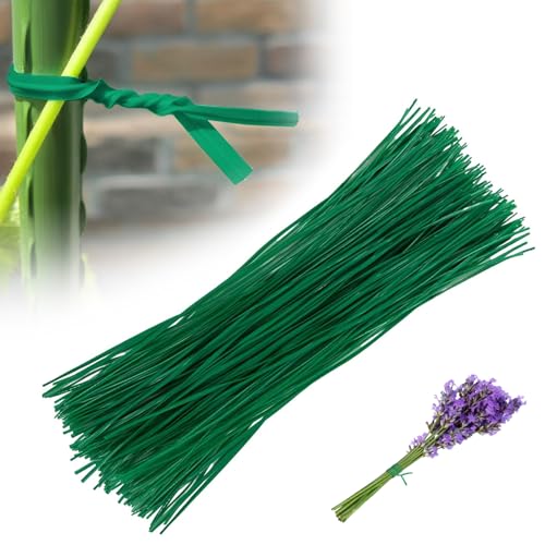 Fascette per Piante da Giardino 200 Pezzi Fascette da Giardinaggio Verdi 1mm Fascette per Legare Piante Regolabili 20cm Legami da Giardino per Pianta, Fiori, Giardino, Fattoria