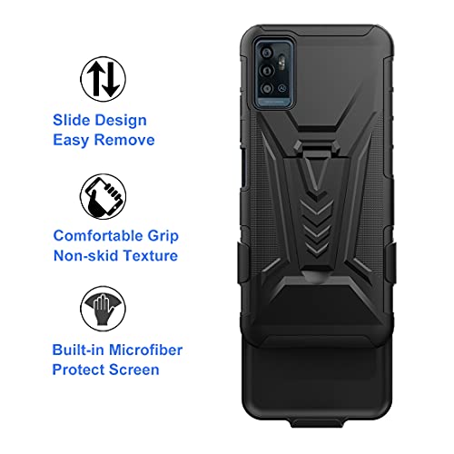 Ailiber Compatible With Zte Blade 11 Prime Case, Zte Blade A71 Case Holster With Screen Protector, Swivel Belt Clip Holster Kickstand Holder, Heavy Duty Full Body Cover For Zte Blade 11 Prime-Black #TOP4