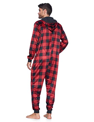 Ashford & Brooks Men's Mink Fleece Hooded One-Piece Union Suit Pajamas3