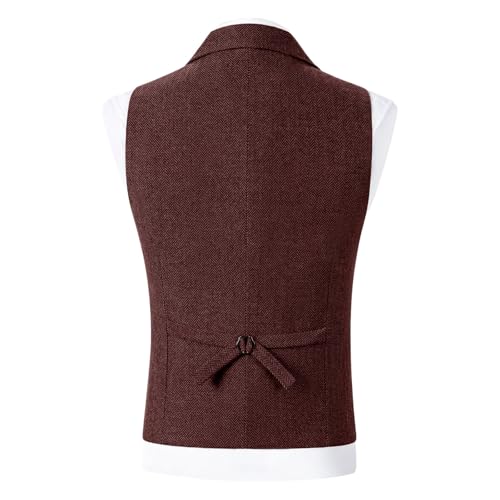 Men Single Breasted Vintage Sleeveless Vests Pockets Blazer Slim Fit Vests Lapel Solid Color Waistcoat Business3
