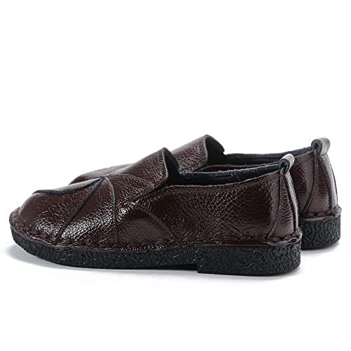 Image of Trsorini Women Leather Loafers Slip-on Casual Flat Shoes