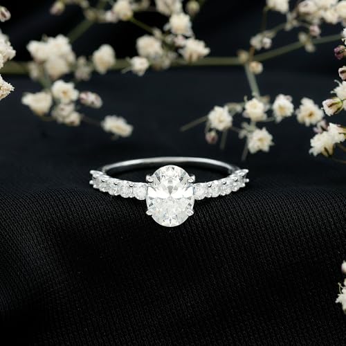 Certified Moissanite 7X9mm Oval Engagement Ring in Silver, D-Vs1 Quality, Moissanite 2 Carat Ring - Ready To Gift2