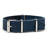 Benchmark Straps 20mm Navy Blue Oiled Leather NATO Watchband (More Colors Available)
