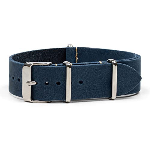 Benchmark Basics Leather Watch Band - Crazy Horse Oiled Leather One-Piece Watch Straps for Men & Women - Choice of Color & Width - 18mm, 20mm, 22mm or 24mm (20mm, Navy Blue) Benchmark Basics Leather Watch Band - Crazy Horse Oiled Leather One-Piece Watch Straps for Men & Women - Choice of Color & Width - 18mm, 20mm, 22mm or 24mm (20mm, Navy Blue)