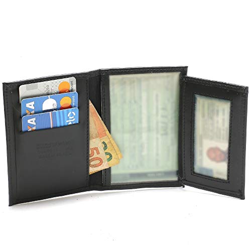 Carteira Masculina Porta Crlv Rg Cédulas Couro Legitimo (AMARELA) (MARROM ESCURO) (PRETA)