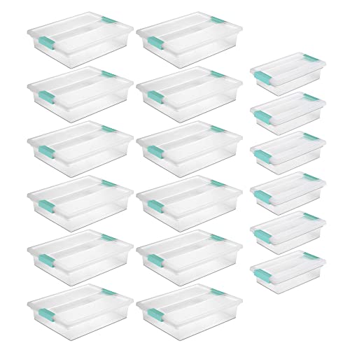 Sterilite 12 Pack Large Clip and 6 Pack Small Clip Plastic Storage Organizer Bins