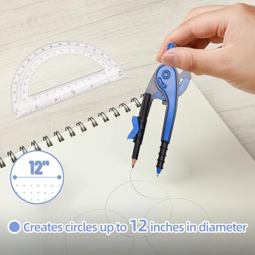 image for YOOUSOO Compass and Protractor Set, Student Geometry Math Set, Drawing