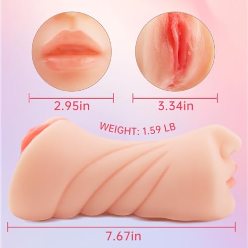 Image of 3 in 1 Male Masturbator, Realistic Sex Doll Male Masturbation Cup with 3D Textured Interior, Strong Suction Vagina Oral Anal Sex Stroker, Pocket Pussy Blowjob Pleasure Adult Sex Toys for Men