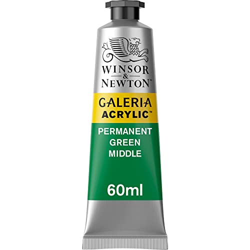 Image of Winsor & Newton Galeria Acrylic Colour - Tube of 60 ML - Permanent Green Middle (484) - Highly Pigmented Lightfast Artists' Acrylic Paints for Canvas, Wood, Fabric & Paper - More Colours Available