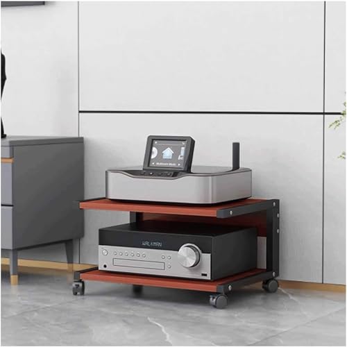 2-stöckiges Audio-Regal mit Rädern, offener AV-Schrank für...