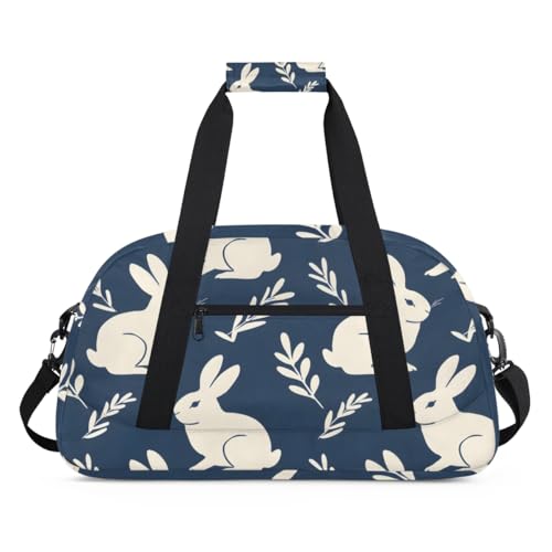 Bunnies Personalized Duffel Bag Weekend Overnight Travel Bag Sports Waterproof Gym Bag Lightweight Dance Bag Dark Blue White2