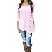 Produktbild Elecenty Damen Pullover Pulli Übergröße Hemden Bluse Hemd Rundhals Lange Ärmel Tops Frauen Sweatshirts Kapuzenpullis Lose Knopfleiste Blusen Tunika T-Shirt Top Blusentop (5XL, Rosa)
