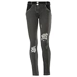 Baumwollstoff in Denim-Optik Freddy - Wrup Damen Skinny Jeans, Damen, Röhrenjeans, WRUP1GLJ4E, Jeans Schwarz - Naht Grau, S