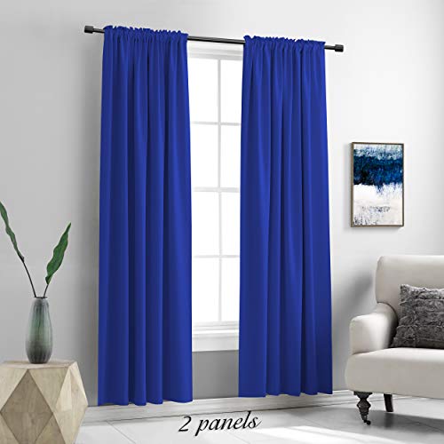 Image of DONREN Klein Blue Blackout Curtains Panels for Bedroom - Thermal Insulated Solid Rod Pocket Curtains (42 by 84 Inch,2 Panels，Royal Blue)