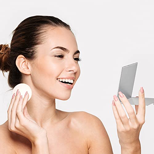 Blulu 2 Pieces Mini Portable Folding Mirrors For Purse, Ultra Slim Pocket Makeup Travel Mirror Aluminum Shell Compact Cosmetic Mirrors For Makeup Palette (3.35 X 2 Inches) #TOP2