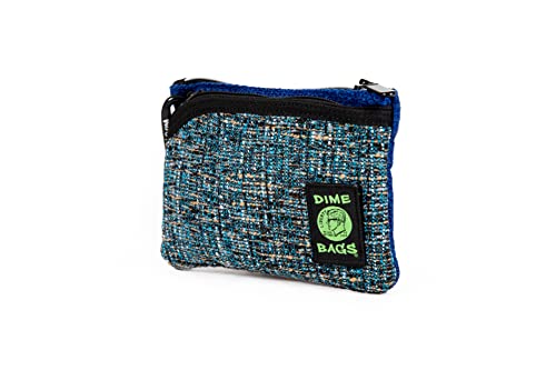DIME BAGS Hemp Pouch, Compact Tote with Dual Zippered Compartments, Travel Wallet with Carabiner Clip & Interchangeable Patch, Coin Bag Zipline (8 inch, Midnight)3