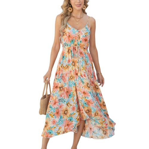 Image of BROVAVE Women's 2026 Summer Casual Boho Sundress Spaghetti Strap Midi Dress