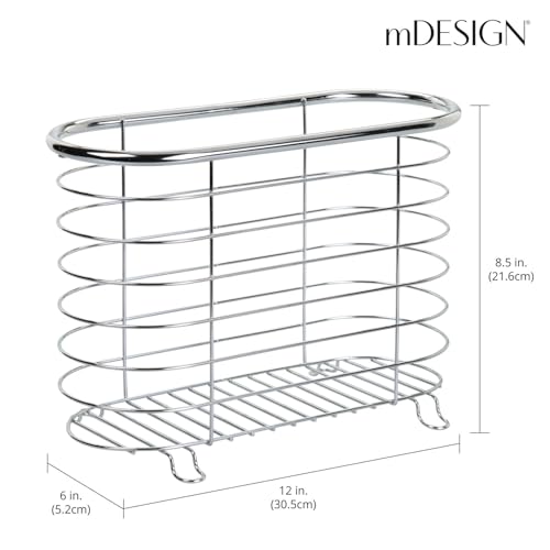 mDesign Steel Magazine Holder Storage Organizer Bin - for Bathroom, Living Room, Home Office Organization - Holds Papers, Books, Files, Folders - Omni Collection - Chrome - Image 4