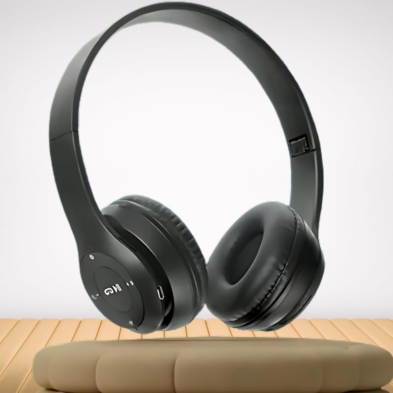 Image of P47 Wireless Bluetooth Over Ear Headphones with Mic (Black)