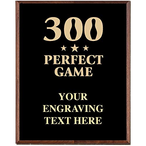 Crown Awards Bowling Plaques, Custom Engraved Bowling 300 Perfect Game Trophy Plaque Award, Great Customizable Bowling Team Gift Prime
