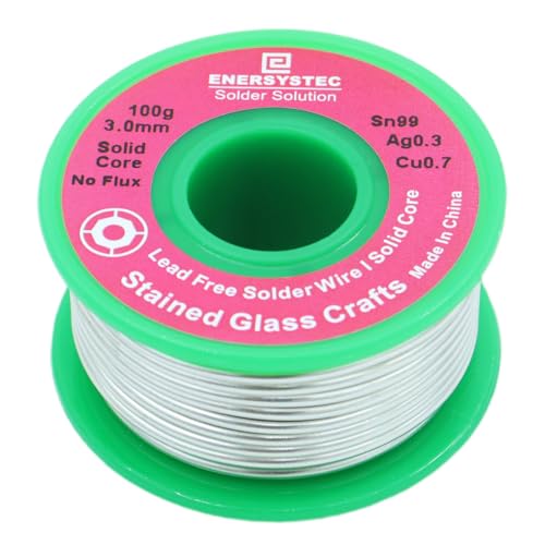 3.0mm Solder Wire for Stained Glass Lead Free, Solid Core Solder Wire for Glass Artwork Crafts, No Flux Core, Craft Soldering Wire Unlead, Sn99 Ag0.3 Cu0.7, 0.12 Solder Diameter Thick Gauge RoHS