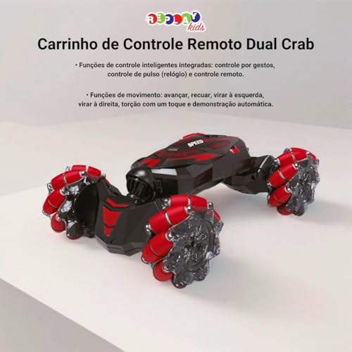 Replay Kids Carrinho de Controle Remoto e Relógio Crab 360º (Vermelho)