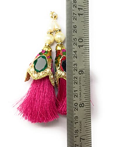 Image of Women's Blouse Latkan Hanging (Colour: Pink, 11 cm Long)