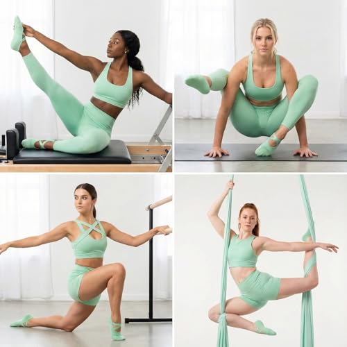Image of Pilates Socks for Women, Non-Slip Grip Yoga Socks with Grips for Barre, Studio & Home Workouts