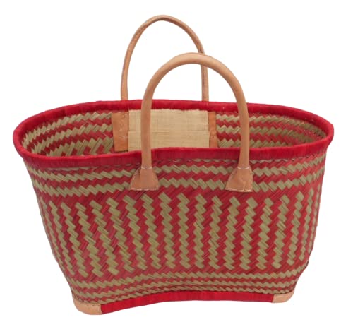 Vannerie Delamotte Panier Cabas en jonc avec anses et Coins Cuir renforcés Cover