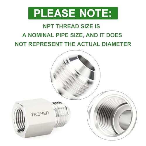 Image of TAISHER 2PCS Forging of 304 Stainless Steel JIC Flare Tube Fittings, 1 /2 inch JIC Male x 1 /2 inch NPT Female, Half Union