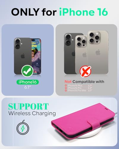 OCASE for iPhone 16 Case, PU Leather Wallet, Magnetic Flip Folio Cover with RFID Blocking, Card Holders, Shockproof TPU - Image 2