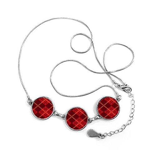 Collier pendentif rond trois couleurs motif tricot nordique pour accessoire quotidien