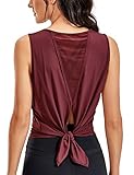 Estilo espalda abierta y Diseño de Tie Back o Open Back, camisa cómoda y sexy para entrenamiento, yoga, fitness, deportes, etc.