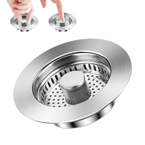 Yooyan 3-in-1 Edelstahl Pop-Up Abflussstopfen mit Sieb, Abflusssieb Küchenspüle und...