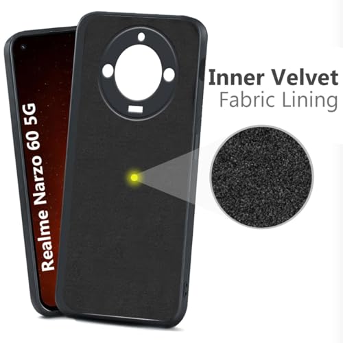 Image of BlazeTech for [ Realme Narzo 60 5G ] Liquid Silicone Back Case Cover Flexible |Inner Lining| with Camera Protection Back Cover for [ Realme Narzo 60 5G ] - Black