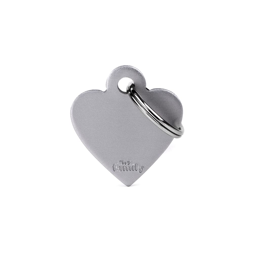 My Family tag Small Heart Aluminum Grey plate dogs free engraving custom cats