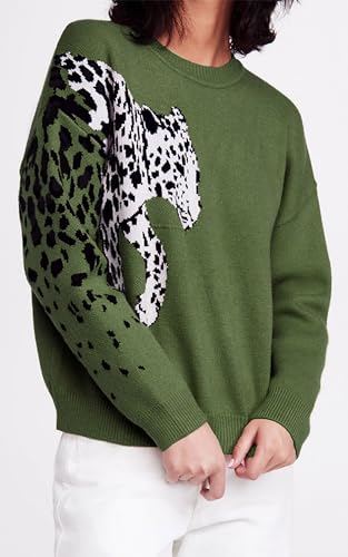 Image of Angashion Women's Sweaters Casual Floral Printed Patchwork Long Sleeves Knitted Pullover Cropped Sweater Tops