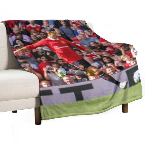 DIDUOMAN Cristiano Ronaldo - Manta de franela para cama de jugador de fútbol americano, manta de forro polar ligera y acogedora para todas las estaciones para sofá de 30 x 40 pulgadas