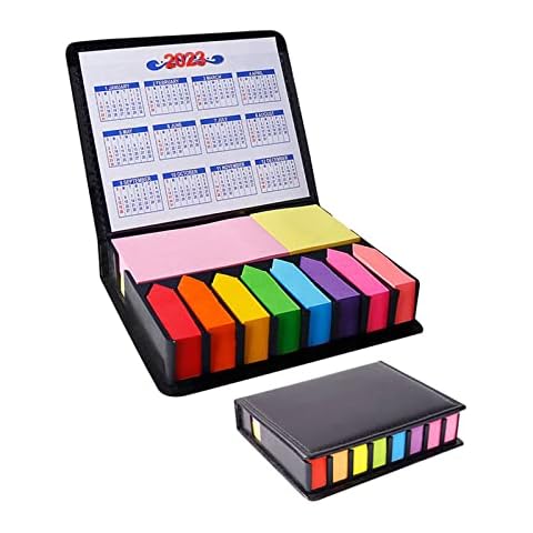 2000 Pages Multicolor Sticky Note Set, Color Notepad with PU Packing Box, Cute Memo Pad Tab Markers Index Tabs Flags Desk Organiser Set for Office, Home, School and College Cover