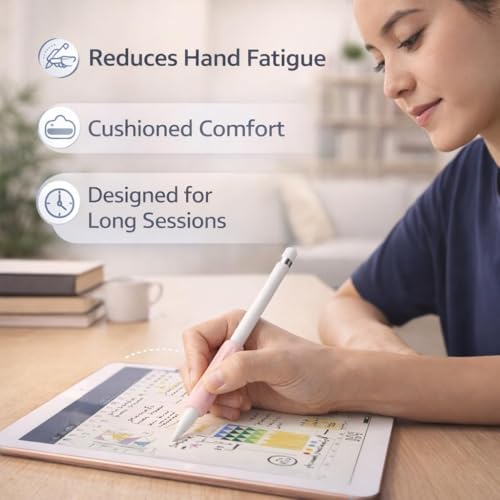 Image of Mizi [3 Pack] Apple Pencil Silicone Comfort Grip Holder Compatible with Apple Pencil Pro (2024), USB-C (2023), 2nd & 1st Generation - (White, Green, Pink)